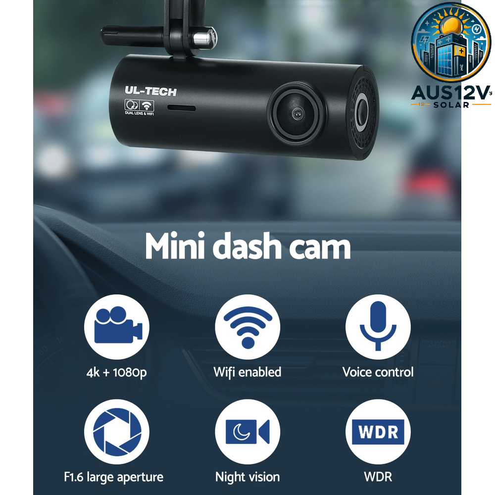 Dash Camera 4K Hidden Front Rear WiFi