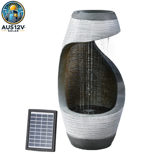 Solar Fountain Water Feature Bird Bath Outdoor Garden Cascade 48CM Grey