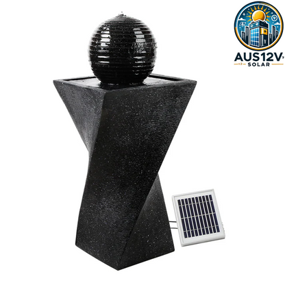 Solar Water Feature Twisted Fountain LED Light Bird Bath 85CM Black