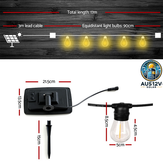 17m Solar Festoon Lights Outdoor LED String Light