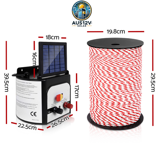 Fence Energiser 8KV Solar Powered Electric 500M Poly Rope