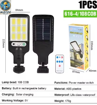 Solar Street Lights Outdoor 108COB LED Solar Lamp With 3 Lighting Mode Motion Sensor Security