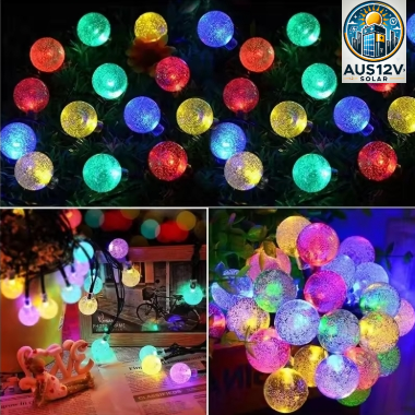 Solar String Lights Outdoor 20 Led Crystal Globe Lights Waterproof