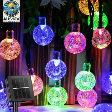 Solar String Lights Outdoor 20 Led Crystal Globe Lights Waterproof