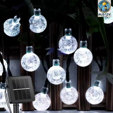 Solar String Lights Outdoor 20 Led Crystal Globe Lights Waterproof