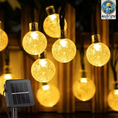 Solar String Lights Outdoor 20 Led Crystal Globe Lights Waterproof