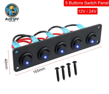 5 Button Rocker Switch Panel Light Toggle 12V 24V Accessories for Boat Marine Car RV Camper Caravans