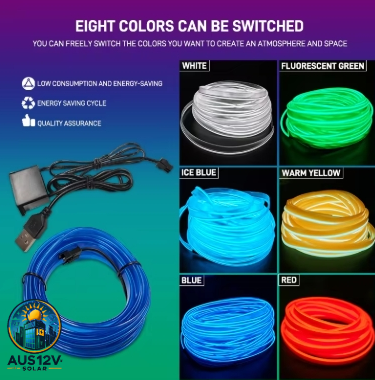 5M Car Interior Led Decorative Lamp EL Wiring Neon Strip Flexible Ambient Light USB