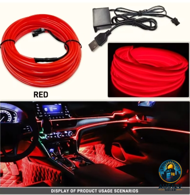 5M Car Interior Led Decorative Lamp EL Wiring Neon Strip Flexible Ambient Light USB