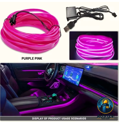 5M Car Interior Led Decorative Lamp EL Wiring Neon Strip Flexible Ambient Light USB