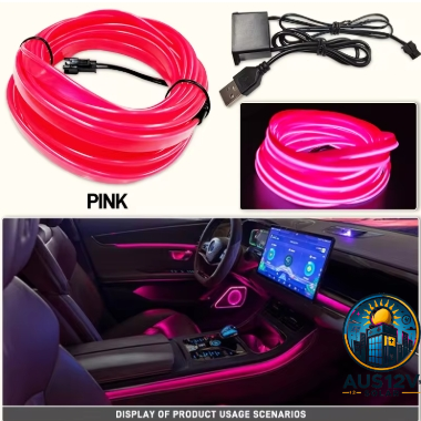 5M Car Interior Led Decorative Lamp EL Wiring Neon Strip Flexible Ambient Light USB