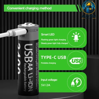 MATOV Li-ion AAA Rechargeable Batteries USB Lithium-ion 3400mWh 1.5V