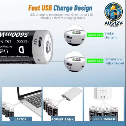 MATOV D Size USB Rechargeable Battery 1.5V