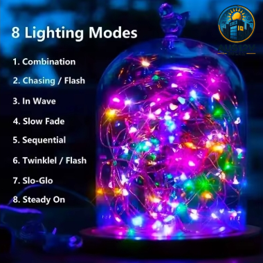 Solar Garden Lights String Lights with 8 Modes Waterproof Wire Lights for Patio Yard Trees Christmas Party