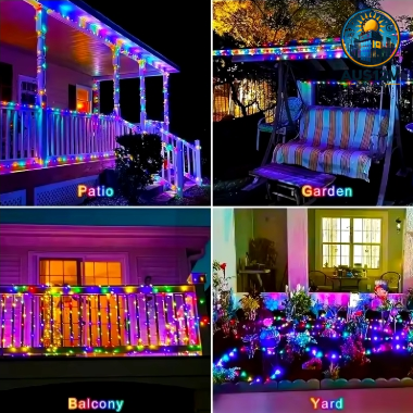 Solar Garden Lights String Lights with 8 Modes Waterproof Wire Lights for Patio Yard Trees Christmas Party