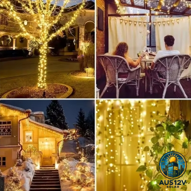 Solar Garden Lights String Lights with 8 Modes Waterproof Wire Lights for Patio Yard Trees Christmas Party