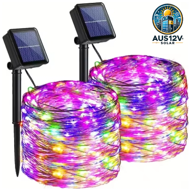 Solar Garden Lights String Lights with 8 Modes Waterproof Wire Lights for Patio Yard Trees Christmas Party