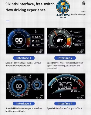 Head Up Display OBD2+GPS Smart Gauge Car HUD Speedometer Turbo RPM Alarm for Car Truck