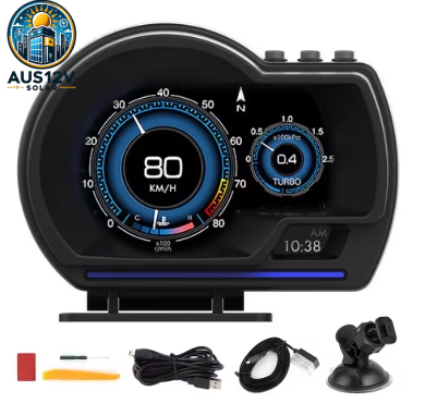 Head Up Display OBD2+GPS Smart Gauge Car HUD Speedometer Turbo RPM Alarm for Car Truck