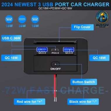 12V USB Outlet Charger Socket Accessories for Car Bus RV Truck