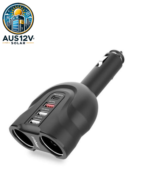 Four Port USB-C PD & QC3.0 Car Charger with Cigar Lighter Splitter