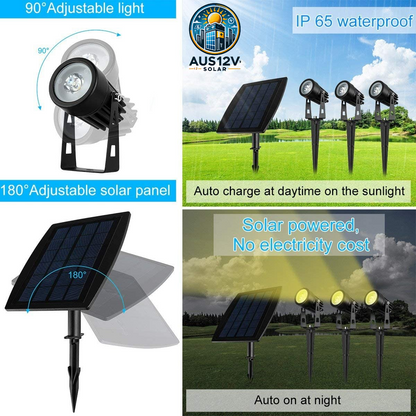 3 x LED Spotlights Powered Solar Garden Lights Outdoor Waterproof (Warm White)