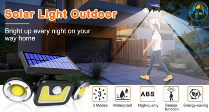 Outdoor Solar Lights with 3 Adjustable Head for Porch Garden Patio