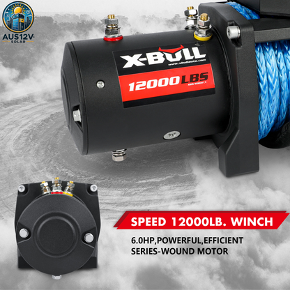 X-BULL Electric Winch 12V 5454kg 26M Synthetic Rope Wireless Remote 4WD 4X4