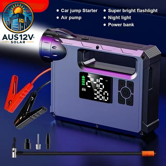 4-in-1 10000mAh Car Jump Starter + Power Bank + Air Pump + LED Flashlight