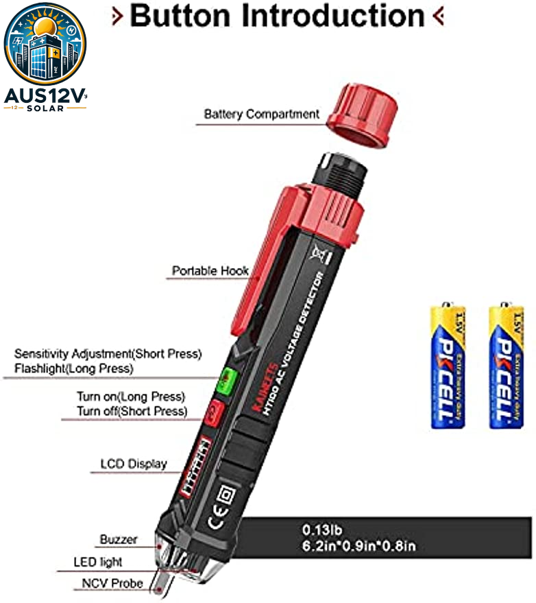 Non-Contact Voltage Tester Dual Range with LCD Display LED Flashlight Buzzer Alarm Wire Breakpoint Finder