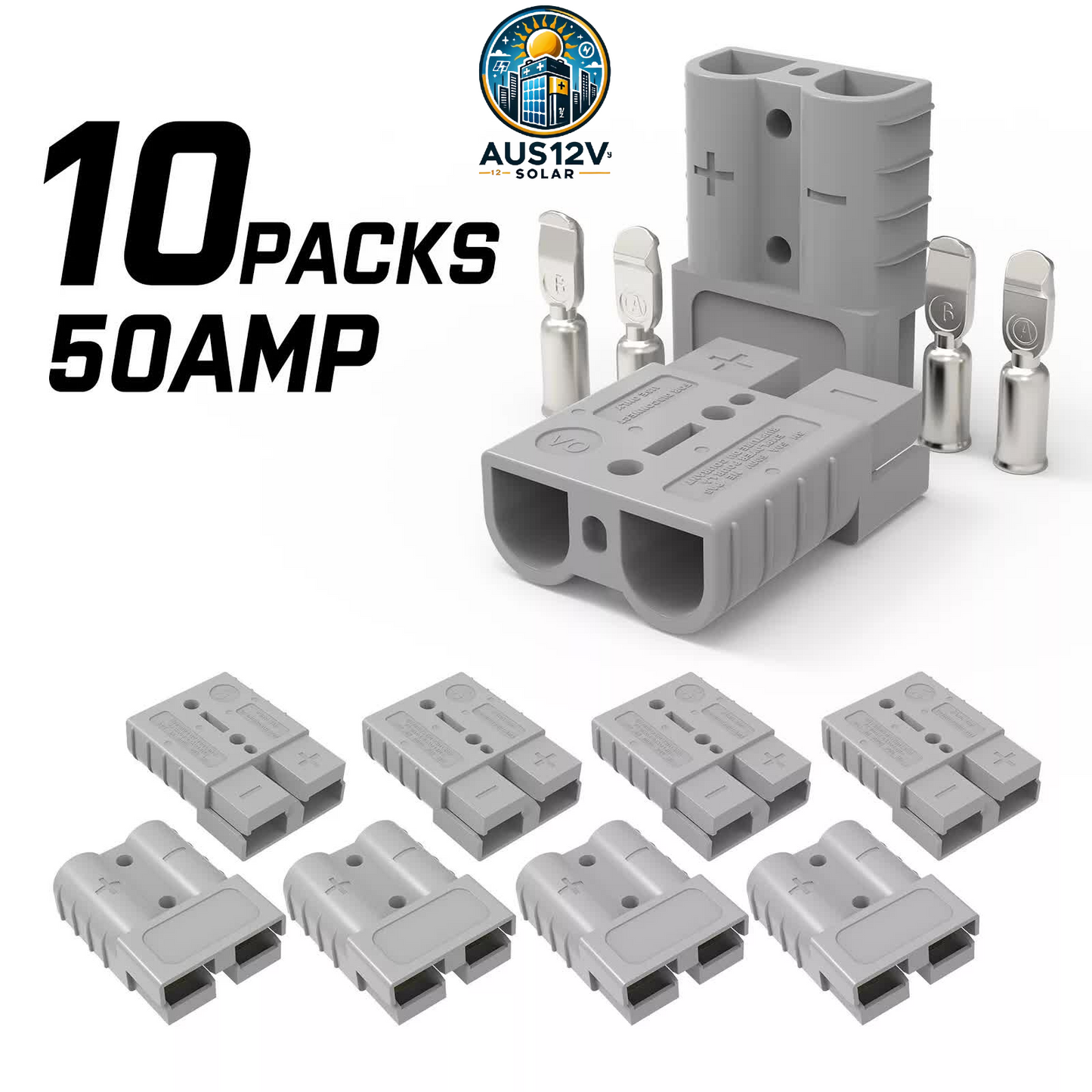 10x Anderson Style 50 AMP Plug Connectors for 6AWG 12-24V DC Power Tools