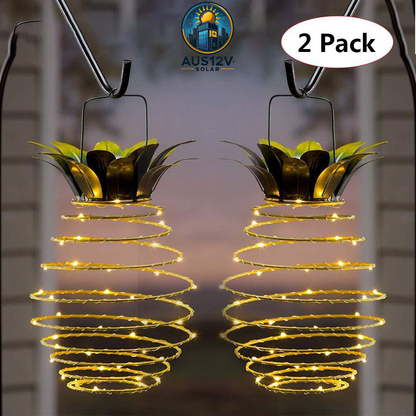 2 Pcs 60 LEDS Solar Pineapple Lantern - Outdoor LED Decorative Hanging Light