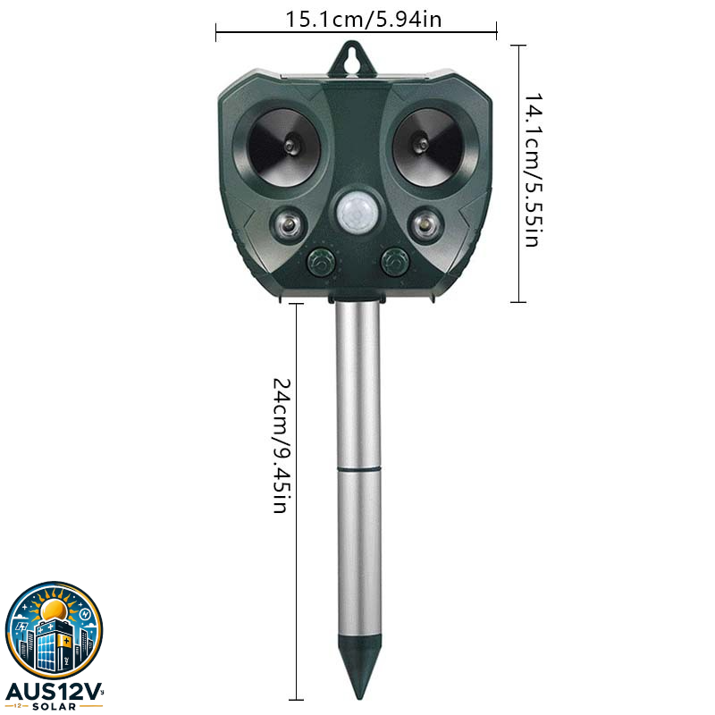 Solar-Powered Ultrasonic Animal Repellent with Motion Sensor & LED Flashing Lights