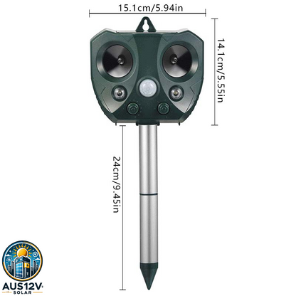 Solar-Powered Ultrasonic Animal Repellent with Motion Sensor & LED Flashing Lights