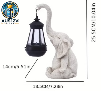 White Meditating Elephant Solar Lantern Statue - Decorative Garden Light for Outdoor Spaces