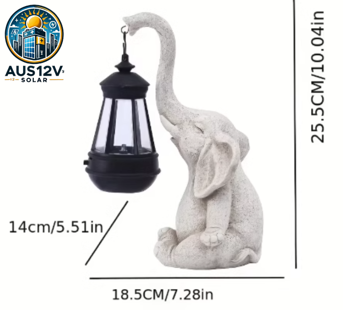 Grey Meditating Elephant Solar Lantern Statue - Decorative Garden Light for Outdoor Spaces