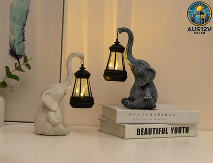 White Meditating Elephant Solar Lantern Statue - Decorative Garden Light for Outdoor Spaces