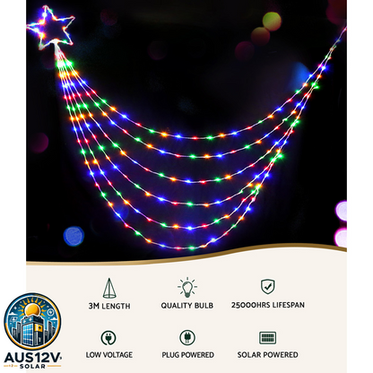 200 LED 3M Christmas Lights Solar String Fairy Light Jingle Jollys